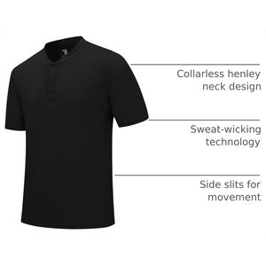 Rdruko Men's <b>Henley</b> Golf <b>Shirt</b> Short Sleeve Dry Fit Performance Lightweight Athletic Casual Solid Jersey Polo - Product Image 4