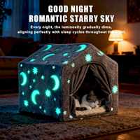 Lit pour chat en PVC qui brille dans le noir, pliable, lavable, confortable, cachette moelleuse, luxueuse, pour intérieur, maison pour animaux de compagnie