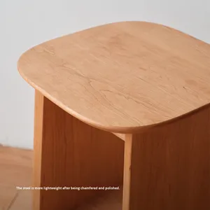 Solid Wood Caramel-Colored Swivel <b>Stool</b> Movable Nordic-Style Casual Home Furniture Minimalist Japanese-Style Chair <b>Stool</b> - Product Image 3