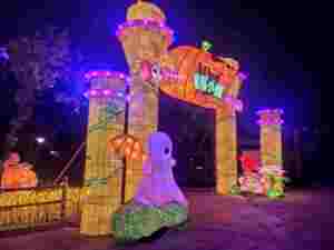 Lanterna di Halloween a Grandezza Naturale per Decorazione Giardino, Arco con Scheletro Umano Gigante, Lanterna per Festival di Halloween all'Aperto - Product Image 6