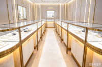 Vitrine à bijoux en verre éclairée par LED, étanche, circulaire, en métal, de qualité supérieure, pour comptoir de bijouterie, salle d'exposition de bijoux de luxe