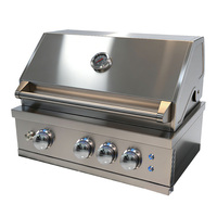 CE Barbecue à gaz 3 brûleurs encastrable haut de gamme moderne en acier inoxydable SUS SS 304 pour cuisine extérieure, usage domestique, cour et jardin (GPL/GN)