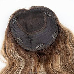 Prothèse capillaire naturelle en cheveux humains, avec mèches balayage, à clipser, base en soie, nouée à la main, pour femmes, toupet juif - Product Image 6