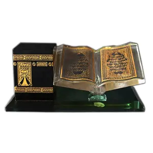 Livro de vidro de cristal árabe islâmico quran com kaaba ramadão presentes