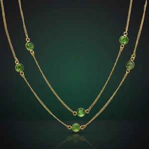 Collier double couche unisexe en or plaqué 14 carats avec pierres vertes, bijoux décontractés et sportifs - Product Image 3