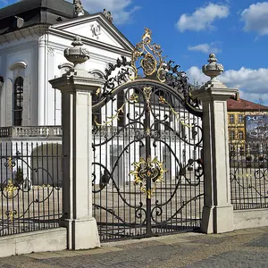 Villa Fora De Alta Qualidade Principal de Entrada Portão De Ferro Forjado Design, Parede de Isolamento Cerca Portões de Ferro de Entrada