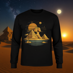 Camiseta de manga larga con mitología de la pirámide de la Esfinge del antiguo Egipto - Product Image 3