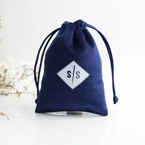 Caneta de relógio para presente, bolsa com cordão para joias, sacolas de veludo personalizadas com impressão de logotipo, embalagem para presente, tela cosmética, aceitação