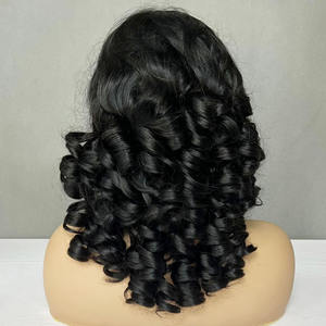 Perruques 100% cheveux humains bouclés et rebondissants de 14 pouces pour femmes noires, perruque frontale en dentelle à ondulations lâches vietnamiennes, 13x4, avec dentelle frontale complète - Product Image 3