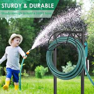 <b>Garden</b> hose holder, hose reel rack with <b>hooks</b>, hose organizer, accommodates 160 feet of hose. - Product Image 4