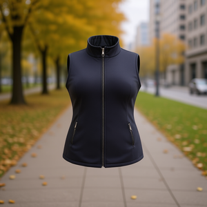 HDJ Women Plus Size Vest KB-864 <b>Fleece</b> Stand Collar Casual Autumn Solid Color With Pockets Regular Length - Product Image 2