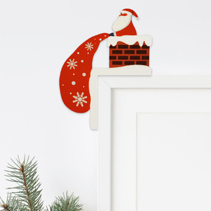 Decoraciones navideñas en stock, creativos y novedosos adhesivos de madera de Papá Noel, calcomanías de pared y adornos. - Product Image 2