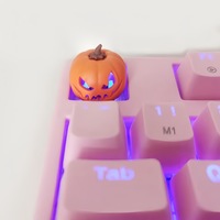 Aflion Vente en gros de touches de clavier personnalisées en forme de citrouille d'Halloween, touches de clavier en résine 3D translucides personnalisées, dessin animé, couleurs rétro faites à la main