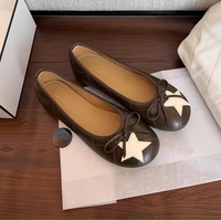 Chaussures plates coréennes, Ballerines à nœud étoile, Chaussures plates à bout peu profond et semelle souple pour femme 2026