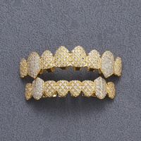 G019 Appareil dentaire Hip-Hop européen et américain pour huit dents, entièrement incrusté de diamants en tungstène et zircon, Vente chaude