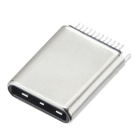 Connettore USB Tipo C Maschio 24 Pin con Guscio Ultra-Sottile Estensibile, Contatti Placcati in Nichel e Oro per Applicazioni PCB