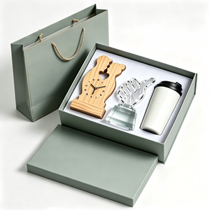 Custom Business Wooden <b>Clock</b> Crystal <b>Hand</b> Trophy Tumbler Gift Set Personalized for Rewarding Outstanding Employee - Product Image 2