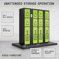 Casier de rangement intelligent pour bagages avec serrure électronique à code QR, en acier robuste, pour utilisation dans les centres commerciaux