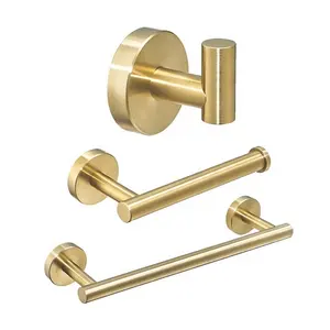 Autoadesivo 5 pezzi 304 in acciaio inox oro kit da bagno a parete portaoggetti portasciugamani Set di accessori Hardware per il bagno