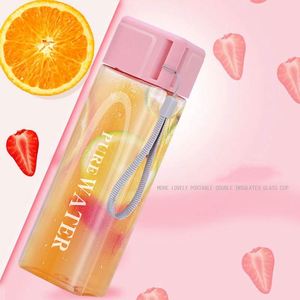 Square Transparent Fall-proof Plastic Portable <b>Cup</b> Simple Personality Students Portable Water <b>Cups</b> - Product Image 6