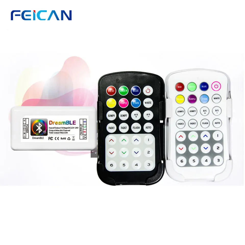 Smart Phone Control LED Strip Light Bluetooth 4.0 Controller RGB DC12-24V with RF 28keys remote receiver