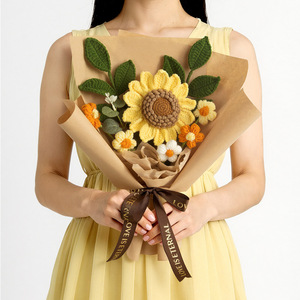 Bouquet di Girasoli all'Uncinetto Fatto a Mano con Confezione Regalo, Regalo per la Festa degli Insegnanti, Decorazione Autunnale a Forma di Zucca, Regali per la Festa della Mamma - Product Image 2