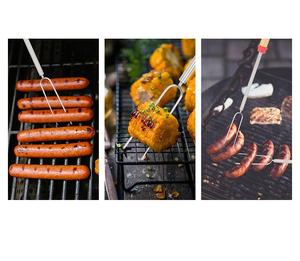 Telescoping thịt nướng ngã ba thép không gỉ kim loại đôi xiên rang thanh smores xiên cho Hot Dog BBQ dã ngoại cắm trại - Product Image 5