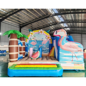 Castillo Inflable Grande con Tobogán, Combo de Juegos Inflables Comerciales con Tobogán, Flamingo Inflable con Tobogán - Product Image 1