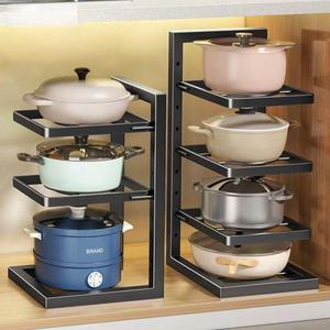 Estante ajustable <span class=keywords><strong>para</strong></span> ollas de hierro de 5 capas con estante de tapa, organizador de almacenamiento de cocina de Metal <span class=keywords><strong>para</strong></span> ollas, sartenes, exhibición, accesorio de gabinete <span class=keywords><strong>para</strong></span> el hogar - Product Image 1