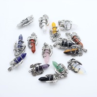 Colonne hexagonale en cristal naturel pendentif dragon pierre de quartz améthyste collier pendentif point d'oeil de tigre