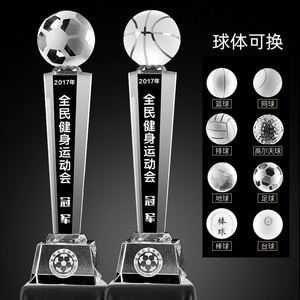 <b>Wholesale</b> Sports Crystal <b>Glass</b> Football Badminton Trophy <b>Award</b> Custom Laser Printed and Engraved Competition <b>Award</b> - Product Image 2