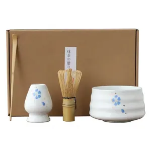 FREE SAMPLE Matcha Bowl Tea Brush Matcha Set Tool Japanese-style Engraved Ceramic Matcha Tool Box Set