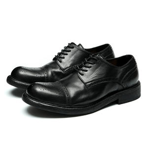 Zapatos Oxford Formales de Negocios para Hombre, de Cuero Genuino, con Cordones, Antideslizantes, Antiolor, Punta Puntiaguda, Suela Gruesa, Aumentan la Estatura, Estilo Británico - Product Image 1