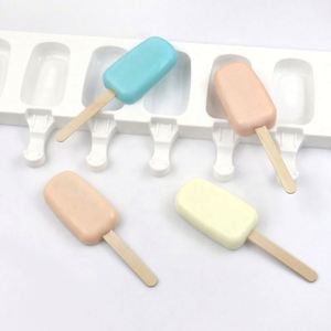 Moldes de silicona ecológicos de 8 cavidades elípticas para helados, de grado alimenticio, sin BPA, para hacer helados artesanales, OEM/ODM - Product Image 1