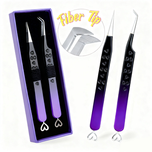 ملقط احترافي لتطعيم الرموش بأطراف ليفية نانو، ملقط مخصص مجاني بزاوية 45 و90 درجة لتمديد الرموش الروسية - Product Image 1