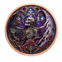 Pièce de monnaie en cuivre « Ange tombé Rose » 5 AVDP oz .999 Fine, relief 3D, couleur UV, motif gothique épine fantôme, pièce de monnaie en cuivre de collection
