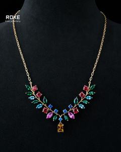 תליון אבני חן בהתאמה אישית, זהב 9K-18K, אזמרגד/רובי/ספיר/יהלום צהוב - שרשרת יוקרה לנשים - Product Image 2