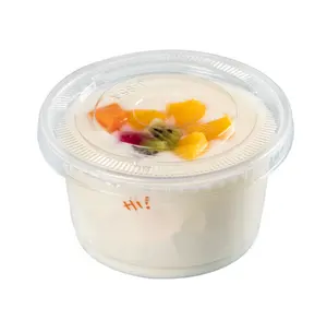 Tek kullanımlık yuvarlak yoğurt tatlı şeffaf PP kapaklı bardak