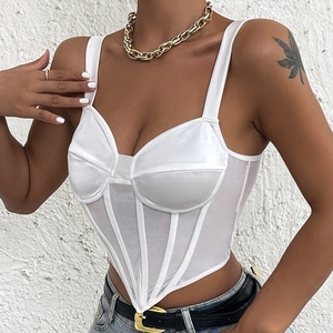 MANNI <span class=keywords><strong>Bustier</strong></span> en maille pour <span class=keywords><strong>femme</strong></span> Top court Push up Corset Tops Bra White <span class=keywords><strong>Bustier</strong></span> Tops pour <span class=keywords><strong>femme</strong></span> - Product Image 2