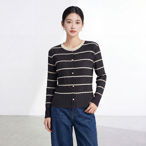 Chemisier plissé vintage Miyake pour femme, décontracté, grande taille, manches longues, col rond, coupe droite, tissé - Product Image 4