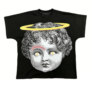 T-shirt Oversize Estiva da <span class=keywords><strong>Uomo</strong></span> e Donna con Stampa Angelo, Streetwear Harajuku, Maglietta Grafica con Simbolo del Denaro e Ali sul Retro - Product Image 1