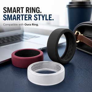 Coque de protection en silicone pour Oura Ring 5/4 Galaxy Ring RingConn Ultrahuman, pour le bureau et les trajets quotidiens, couleur marine et bordeaux - Product Image 1