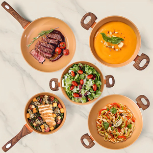 Modern Ceramic Marble Coated Pot Pan Silicone Glass Lids Bakelite Handles Non-Stick Forged Aluminum <b>Cookware</b> <b>Set</b> Gas <b>Induction</b> - Product Image 3
