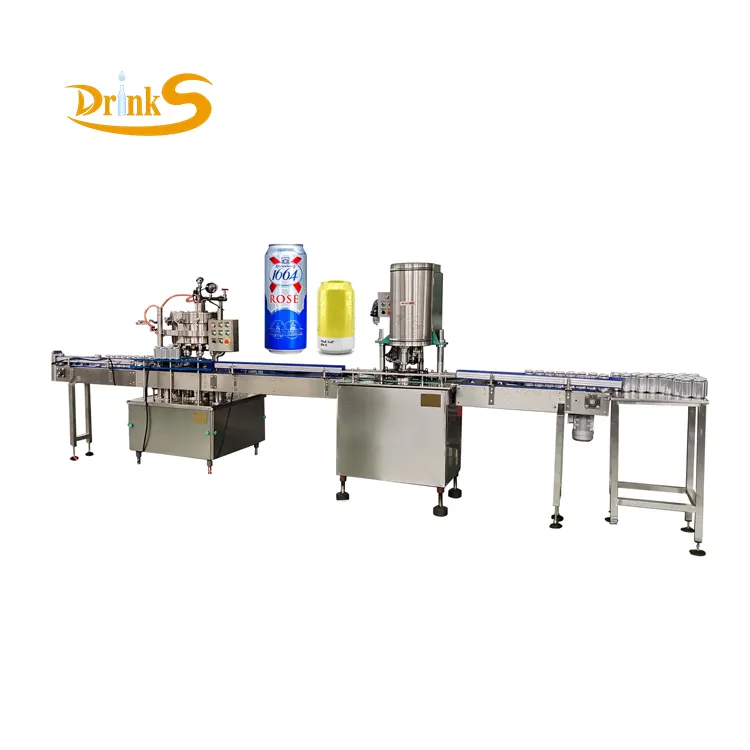 Small Scale Gas Cola Can Filler / Craft Beer Can Filing Line / Cans Washing Filling Sealing Machine