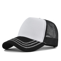 Gorra de béisbol de 5 paneles transpirable de color sólido, visera de malla de sarga alta, sombrero de terciopelo de ala grande para el sol con publicidad de puntos elegante