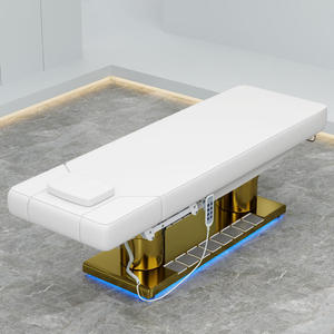 Gold Stainless Steel Double Column with Foot Control 3 Motor Electric <b>Foldable</b> Beauty Massage <b>Table</b> for Hotel & School Use - Product Image 4