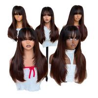 Perruques personnalisées vietnamiennes sans colle, en dentelle frontale, résistantes à la chaleur, couleur brun chocolat, lisses, en cheveux humains naturels pour bébés