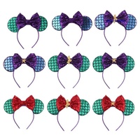 Nouveau Chic sirène souris oreilles bandeau filles enfants paillettes étoile de mer bandeau Sequin 5 "cheveux arc fête bricolage cheveux accessoires