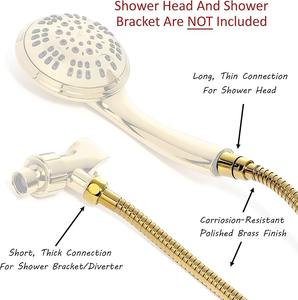 Tuyau de douche flexible universel en acier inoxydable moderne pour salle de bain avec raccords en laiton - Product Image 6