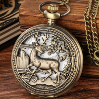 Reloj de Bolsillo Antiguo con Ciervo Sika - Reloj Vintage Steampunk con Cadena - Regalo Único para Hombres - Accesorios de Joyería para Amantes de los Animales